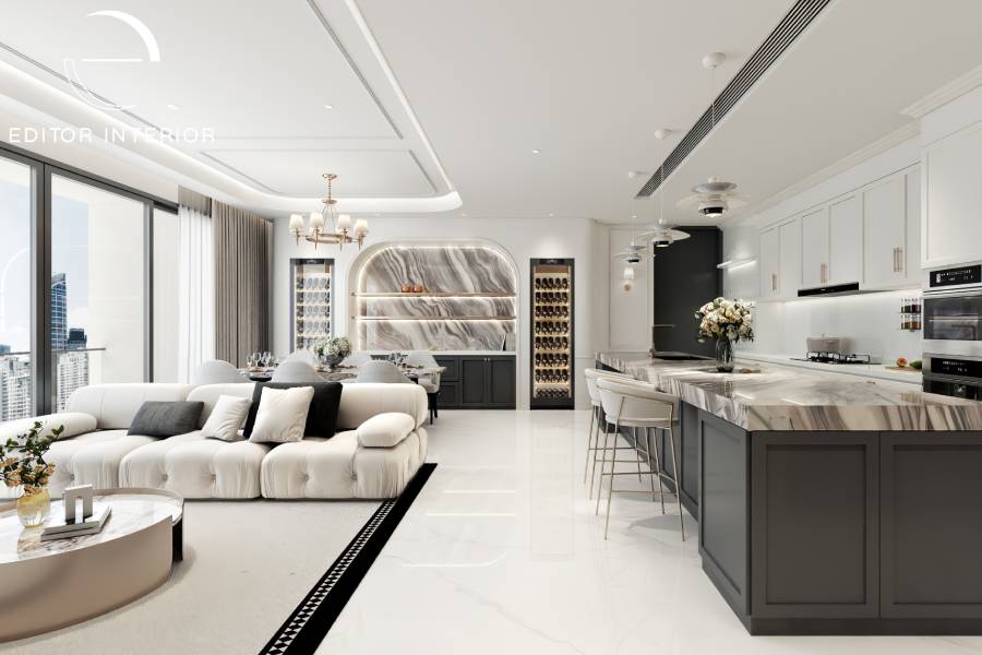 Open-Plan Living, Dining, and Kitchen